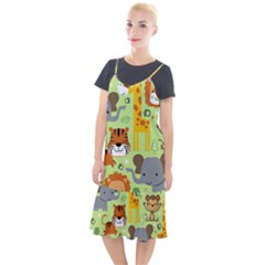 Seamless Pattern Vector With Animals Wildlife Cartoon Camis Fishtail Dress by Simbadda