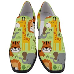 Seamless Pattern Vector With Animals Wildlife Cartoon Women Slip On Heel Loafers by Simbadda