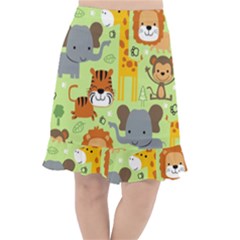 Seamless Pattern Vector With Animals Wildlife Cartoon Fishtail Chiffon Skirt by Simbadda