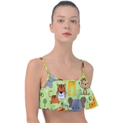 Seamless Pattern Vector With Animals Wildlife Cartoon Frill Bikini Top by Simbadda