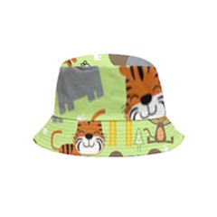 Seamless Pattern Vector With Animals Wildlife Cartoon Bucket Hat (kids) by Simbadda