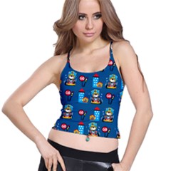 Racing-car-printing-set-cartoon-vector-pattern Spaghetti Strap Bra Top by Simbadda