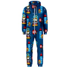 Racing-car-printing-set-cartoon-vector-pattern Hooded Jumpsuit (men) by Simbadda