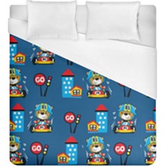 Racing-car-printing-set-cartoon-vector-pattern Duvet Cover (king Size) by Simbadda