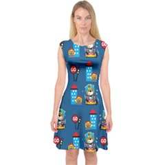 Racing-car-printing-set-cartoon-vector-pattern Capsleeve Midi Dress by Simbadda