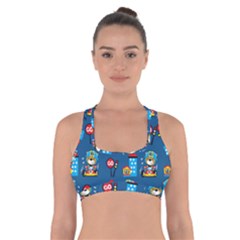 Racing-car-printing-set-cartoon-vector-pattern Cross Back Sports Bra by Simbadda