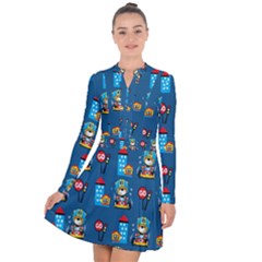 Racing-car-printing-set-cartoon-vector-pattern Long Sleeve Panel Dress by Simbadda