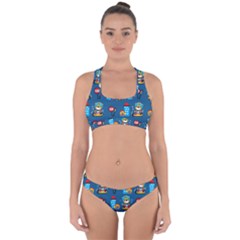 Racing-car-printing-set-cartoon-vector-pattern Cross Back Hipster Bikini Set by Simbadda