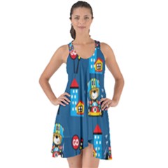 Racing-car-printing-set-cartoon-vector-pattern Show Some Back Chiffon Dress by Simbadda