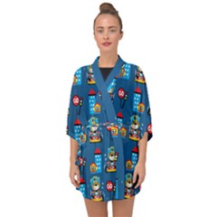 Racing-car-printing-set-cartoon-vector-pattern Half Sleeve Chiffon Kimono by Simbadda