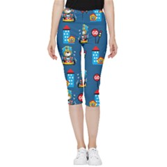 Racing-car-printing-set-cartoon-vector-pattern Inside Out Lightweight Velour Capri Leggings  by Simbadda