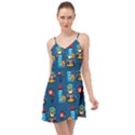 Racing-car-printing-set-cartoon-vector-pattern Summer Time Chiffon Dress View1