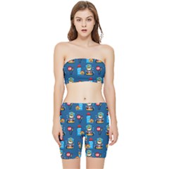 Racing-car-printing-set-cartoon-vector-pattern Stretch Shorts And Tube Top Set by Simbadda