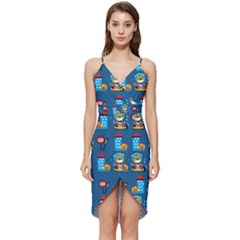 Racing-car-printing-set-cartoon-vector-pattern Wrap Frill Dress by Simbadda