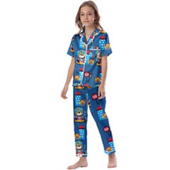 Racing-car-printing-set-cartoon-vector-pattern Kids  Satin Short Sleeve Pajamas Set by Simbadda