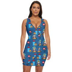 Racing-car-printing-set-cartoon-vector-pattern Draped Bodycon Dress by Simbadda