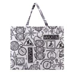 Navigation-seamless-pattern Zipper Large Tote Bag by Simbadda