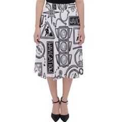 Navigation-seamless-pattern Classic Midi Skirt by Simbadda