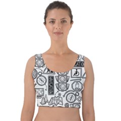 Navigation-seamless-pattern Velvet Crop Top by Simbadda