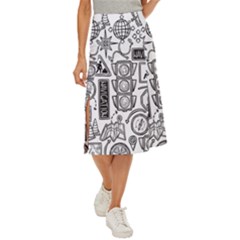 Navigation-seamless-pattern Midi Panel Skirt by Simbadda