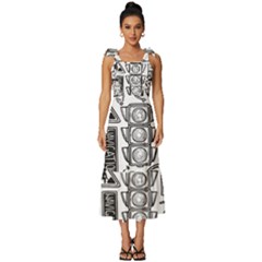 Navigation-seamless-pattern Tie-strap Tiered Midi Chiffon Dress by Simbadda