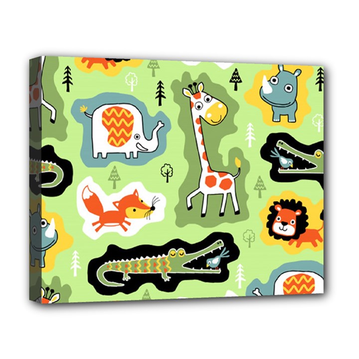 Seamless-pattern-with-wildlife-animals-cartoon Deluxe Canvas 20  x 16  (Stretched)