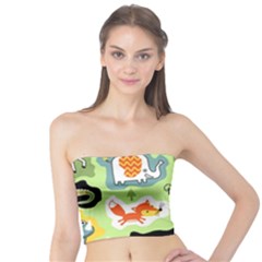 Seamless-pattern-with-wildlife-animals-cartoon Tube Top by Simbadda