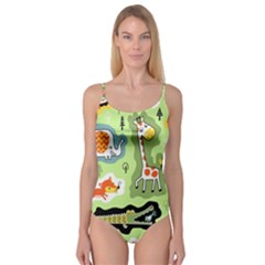 Seamless-pattern-with-wildlife-animals-cartoon Camisole Leotard  by Simbadda