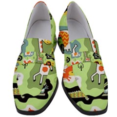 Seamless-pattern-with-wildlife-animals-cartoon Women s Chunky Heel Loafers by Simbadda