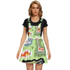 Seamless-pattern-with-wildlife-animals-cartoon Apron Dress by Simbadda