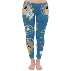 Seamless-pattern-funny-astronaut-outer-space-transportation Classic Winter Leggings by Simbadda