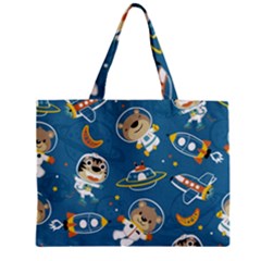 Seamless-pattern-funny-astronaut-outer-space-transportation Zipper Mini Tote Bag by Simbadda