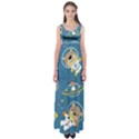 Seamless-pattern-funny-astronaut-outer-space-transportation Empire Waist Maxi Dress View1