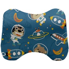 Seamless-pattern-funny-astronaut-outer-space-transportation Head Support Cushion by Simbadda