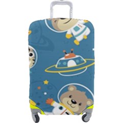 Seamless-pattern-funny-astronaut-outer-space-transportation Luggage Cover (large) by Simbadda