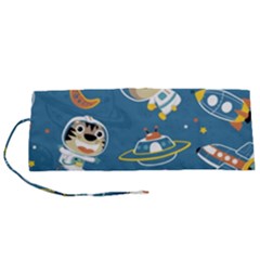 Seamless-pattern-funny-astronaut-outer-space-transportation Roll Up Canvas Pencil Holder (s) by Simbadda