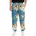 Seamless-pattern-funny-astronaut-outer-space-transportation Men s Elastic Waist Pants View1