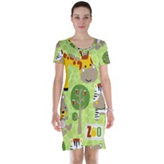 Funny Animals Cartoon Short Sleeve Nightdress by Simbadda