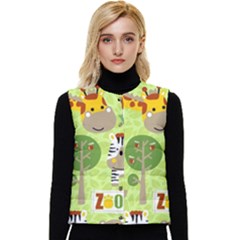 Funny Animals Cartoon Women s Button Up Puffer Vest by Simbadda