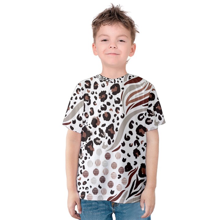 Mix Animal Skin Prints Seamless Pattern Vector Kids  Cotton Tee