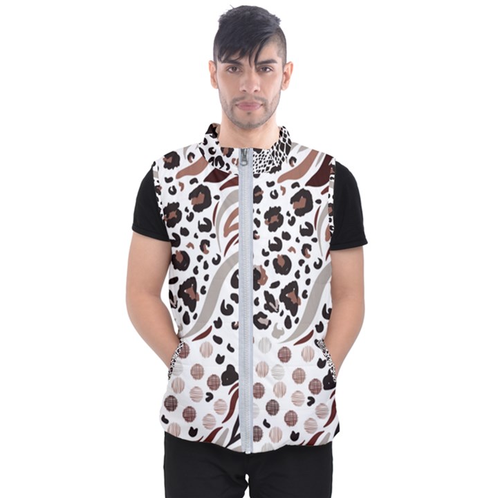 Mix Animal Skin Prints Seamless Pattern Vector Men s Puffer Vest