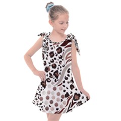 Mix Animal Skin Prints Seamless Pattern Vector Kids  Tie Up Tunic Dress by Simbadda