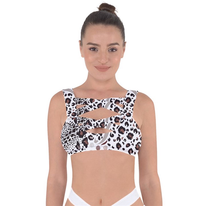 Mix Animal Skin Prints Seamless Pattern Vector Bandaged Up Bikini Top