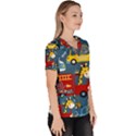 Seamless Pattern Vehicles Cartoon With Funny Drivers Women s V-Neck Scrub Top View3