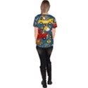 Seamless Pattern Vehicles Cartoon With Funny Drivers Women s V-Neck Scrub Top View4