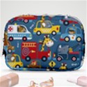 Seamless Pattern Vehicles Cartoon With Funny Drivers Make Up Pouch (Small) View1