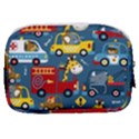 Seamless Pattern Vehicles Cartoon With Funny Drivers Make Up Pouch (Small) View2