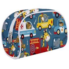 Seamless Pattern Vehicles Cartoon With Funny Drivers Make Up Case (medium) by Simbadda