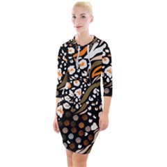 Trendy Mix Animal Skin Prints Quarter Sleeve Hood Bodycon Dress by Simbadda