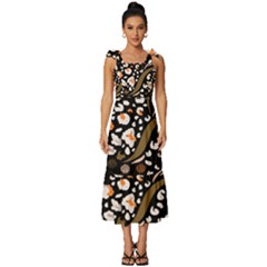 Trendy Mix Animal Skin Prints Tie-strap Tiered Midi Chiffon Dress